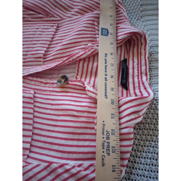 Zara Woman Striped Midi Shirt Dress XS Button Front Red & White Belted Pockets - Picture 9 of 12